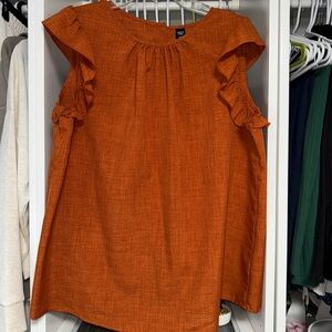 SHEIN Burnt Orange Ruffle Sleeve Blouse